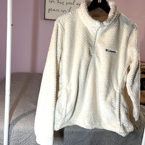Columbia Off-White Textured Fleece Hoodie